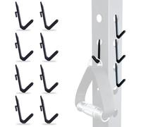 J Bryant Squat Rack Storage Hooks for 5/8" & 1" Holes, Powder Coated Steel Rack Hangers with Spacer, Gym Organizer for Cable Attachments, Resistance Bands & Accessories (J Hook*8)