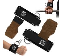 J Bryant Weight Lifting Straps with Detachable Leather Palm Grips, Wrist Cuffs for Cable Machine, Adjustable Sliding D-Rings, 7mm Padded Lifting Grips for Deadlifts, Pull-ups, Cable Flys