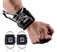 J Bryant Wrist Cuffs for Cable Machine Lateral Raise - Heavy Duty Double D-Ring Straps with Padded Neoprene - Comfortable Adjustable Wrist Support for Gym Pulley System - 2 Sizes for Men & Women