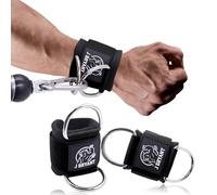 J Bryant Wrist Cuffs for Cable Machine Pulley System - Adjustable Double D-Ring Straps with Neoprene Padding - Comfortable Wrist Support for Gym Workouts（M）