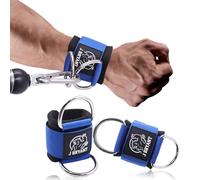 J Bryant Wrist Cuffs for Cable Machine Pulley System - Adjustable Double D-Ring Straps with Neoprene Padding - Comfortable Wrist Support for Gym Workouts（L）