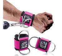 J Bryant Wrist Cuffs for Cable Machine Pulley System - Adjustable Double D-Ring Straps with Neoprene Padding - Comfortable Wrist Support for Gym Workouts（M）