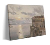 J.C. Dahl The Barracks at Pizzofalcone, Naples 1820 Romanticism Coastal Building Sunset Seaside Wall Art Prints Art Print Wall Photo Paint Hanging Picture Family Bedroom Decor Gift Frame 20x30inch(50x