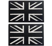 J.CARP 2Pcs British Union Jack Patch Tactical United Kingdom Flag Patches Hook and Loop Applique for Military Uniform Tactical Bag Jacket Jeans Hat, Black