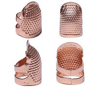 J.CARP 4Pcs Sewing Thimble, Metal Rose Gold Color Sewing Thimble Finger Protector, Adjustable Finger Shield Ring Fingertip Thimble Sewing Quilting Craft, Accessories DIY Sewing Tools (2 Sizes, S/M)