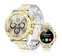 J-CD Smart Watch for Men, 1.28 inch HD Screen, Support Make&Receive Call/Bluetooth/Sleep Tracker/Sports Mode, Fitness Tracker Watch, Stainless Steel Band, Waterproof (Gold)