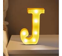 (J) Christmas Ornament Novelty Decorations LED Letter Lights Sign Light Up For Home Party Decoration Light Up Letters Alphabet Letter Sign Battery Powered