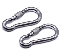 J Clarke Marine Pack of 2 - Carabiner snap hook with safety lock nut 316 A4 stainless steel 50mm 60mm 70mm 80mm 100mm 120mm140mm