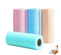 J Cloths On a Rolls， Reusable Cleaning Cloth， Dish Cloth and Dishs Towels All Purpose Cloths for Kitchen, Pack of 4 Roll, 50 Pcs Per Roll, Blue Green Orange Red