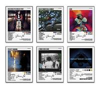 J.Cole Poster Music Canvas Wall Art Album Cover Signed Limited Posters Set of 6 Teenager Room Decor Aesthetic Retro for Bedroom Decor 8x10 inches (20x25cm) Unframed