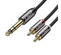 J&D 1/4 inch TRS to Dual RCA Audio Cable, Gold Plated Copper Shell Heavy Duty 6.35mm 1/4 inch Male TRS to 2 RCA Male Stereo Audio Y Splitter Cable, 6 Feet