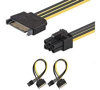J&D (2 Pack SATA 15 Pin to 6 Pin PCI Express (PCIe) Graphics Video Card Power Cable Adapter (20 cm)
