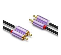 J&D 2 RCA Audio Cable, Purple Aluminum Alloy Shell Gold-Plated 2 RCA Male/Male Stereo Auxiliary Audio Cable Cord for Home Theater HDTV Amplifiers Hi-Fi Systems Speakers, 1.8 M
