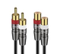 J&D 2 RCA Extension Cable Male to Female, Copper Shell Gold-Plated 2RCA Male to 2RCA Female Cable Stereo Audio Extender Cord Adapter, 0.9 Meter