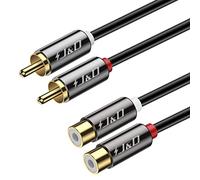 J&D 2 RCA Extension Cable, RCA Cable, Gold Plated Copper Shell Heavy Duty 2 RCA Male to Female Stereo Audio Extension Cable, 1.8 Meter