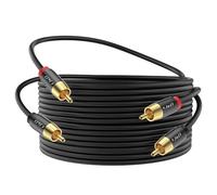 J&D 2 RCA M/M Stereo Audio Cable, 20 FT RCA Audio Cable Gold-Plated Copper Shell 2RCA Male to 2RCA Male Stereo Audio Cord for Home Theater, HDTV, Amplifiers, Hi-Fi Systems, Speakers, 6 Meter