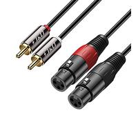 J&D 2 RCA to 2 XLR Cable, PVC Shelled unbalanced Dual XLR Female to Dual RCA Male HiFi Audio Stereo Audio Interconnect Cable for Speaker Condenser Mic Mixer AMP, 1.8M