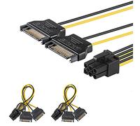 J&D 2X SATA Power 15 Pin to 6 Pin PCIe Express Graphics Video Card Power Cable Adapter (8 Inch) (2 Pack)