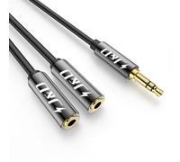 J&D 3.5 mm to 2X 3.5 mm Cable, Gold Plated Copper Shell Heavy Duty 3.5mm 1/8 inch TRS Male to 2 X 3.5 mm 1/8 inch TRS Female Audio Stereo Y Splitter Cable, 0.65 Feet