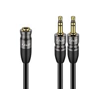 J&D 3.5 mm to 2x 3.5 mm Cable, Gold Plated Joint Copper Shell Heavy Duty 3.5mm 1/8 inch TRS Female to Dual 3.5 mm 1/8 inch TRS Male Y-Splitter Stereo Audio Adapter Cable, 0.6 Meter