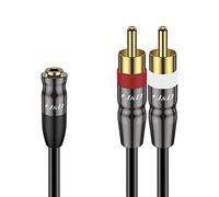 J&D 3.5 mm to Dual RCA Audio Cable, Gold Plated Copper Shell Heavy Duty 3.5mm Female to 2 RCA Male Stereo Audio Adapter Cable Adapter Cord, 0.3 Meter