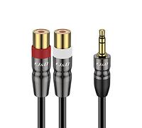 J&D 3.5 mm to Dual RCA Audio Cable, Heavy Duty 3.5mm Male to 2 RCA Female Gold Plated Copper Shell Stereo Audio Adapter Cable, 0.3 Meter