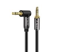 J&D 3.5mm AUX Audio Cable 3.7 m - 1/8 inch Stereo Male to Male Cord, 90° Right Angle Jack, Gold Plated Connectors, Suitable for Phones, Speakers, Car, and Audio Devices