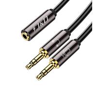 J&D 3.5mm Headphone Splitter Adapter for Computer - Female to 2 Dual Male Mic and Audio Y Splitter Microphone Stereo Jack Earphones Port Cord, 20cm