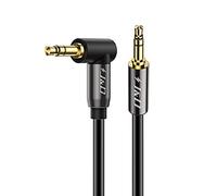 J&D 3.5mm Stereo Audio Aux Jack to Jack Gold Plated Cable 90 Degree Right Angle Compatible for iPhone, Galaxy, Speakers or All Other Devices, 2.7 Meter