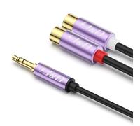 J&D 3.5mm to 2 RCA Cable, Gold-Plated Male to Female Stereo Audio Adapter, Heavy Duty Purple Shell, 0.3 Meter - Durable Audio Extension for Speakers, Amplifiers, and Home Audio Systems