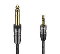 J&D 3.5mm to 6.35mm Stereo Audio Cable, 3.5 mm 1/8 inch Male TRS to 6.35 mm 1/4 inch Male TRS with Copper Shell Joint Nylon Braided Cable, Amplifiers, 0.9 Meter