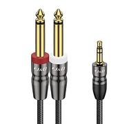 J&D 3.5mm to Dual 1/4 inch Stereo Splitter Y Cable, 3.5mm 1/8 inch TRS Stereo Male to Dual 1/4 inch 6.35mm Mono Male Y-Splitter Cable for Amplifiers/Mixer Audio Recorder, 0.9 Meter