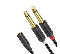 J&D 3.5mm to Dual 1/4 TS Stereo Breakout Cable, Gold Plated Audiowave Series 3.5mm 1/8 inch TRS Female to 2X 6.35mm 1/4 inch TS Male Mono Cable Splitter PVC Shelled Stereo Audio Cable, 2.7 M