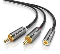 J&D 3.5mm to RCA Adapter Cable, Gold Plated 3.5mm Female to 2 RCA Male Stereo Audio Y Cable for Record Player, Speakers, Home Theater, Smartphone, MP3, 25 Feet/7.6 Meter