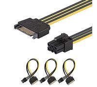 J&D (3 Pack SATA 15 Pin to 6 Pin PCI Express (PCIe) Graphics Video Card Power Cable Adapter (20 cm)