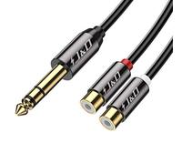 J&D 6.35 mm to 2RCA Cable, Gold Plated Copper Shell Heavy Duty 6.35mm 1/4 inch Male TRS to Stereo 2 RCA Female Splitter Audio Adapter Cable, 25CM