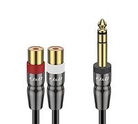 J&D 6.35 mm to 2RCA Cable, Heavy Duty Copper Shell Joint 6.35mm 1/4 inch Male TRS to 2 RCA Female Splitter Stereo Audio Adapter Cable, 0.25 Meter