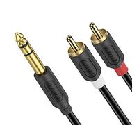 J&D 6.35mm 1/4 inch to 2RCA Cable, Gold Plated Audiowave Series Male to Male Stereo Audio Adapter Y Splitter, 1.8 Meter/3 Feet