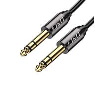 J&D 6.35mm 1/4" TRS Audio Cable, Heavy Duty Gold Plated Copper Shell 1/4 Inch TRS Male to Male Stereo Balanced Interconnect Cable for Electric Guitar, Bass, Mixer, Amplifier, 4.5 Meter