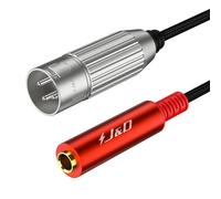 J&D 6.35mm Jack to XLR Interconnect Cable (0.3 m), Balanced 1/4" TRS Female to XLR Male Stereo Audio Adapter for Mixers, Microphones, Amplifiers, Guitars, PA Systems