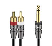J&D 6.35mm TRS to Dual RCA Audio Cable, Copper Shell Heavy Duty 6.35mm 1/4 inch Male TRS to 2 RCA Male Stereo Audio Y Splitter Cable, 1.8 Meter