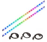 J&D Addressable PC RGB LED Strip Lights, 2 Pack Adhesive Magnetic LED Light Strip Plus Extension with 5V 3pin RGB Header for Motherboard and PC Case, 35 cm