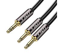 J&D Airplane Airline Flight Cable for Headphones, 3.5mm 1/8 inch TRS Male to Dual 3.5mm 1/8 inch TS Male Gold Plated Copper Shell Heavy Duty, 1.8 Meter