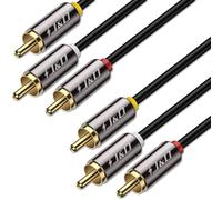 J&D Audio Video RCA Cable, Gold Plated 3 RCA Male to Male Stereo AV Cable - 3 Feet, Compatible with Set-Top Box, Speaker, Amplifier, DVD Player