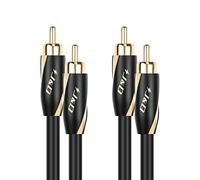 J&D Audiophiles RCA Cable, 24 AWG 2RCA Male to 2RCA Male Stereo Interconnect Audio Cable, Gold-Plated Subwoofer Cable for Home Theater, HDTV, Amplifiers, Hi-Fi Systems, Speakers, 1.8 Meter