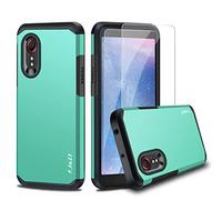J&D Case Compatible for Samsung Galaxy Xcover 5 Case, Heavy Duty Hybrid Rugged Case with (2-Pack) Glass Screen Protector Anti-Shock Protective Cover for Galaxy Xcover 5 Case, Mint