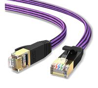 J&D Cat 7 Ethernet Cable, Nylon Braided Flat Design High Speed Internet LAN Cable, 10Gbps 600MHz Network Cable Compatible for Gaming PC, PS5, Xbox, Modem, Router, Low Latency Ethernet Cord, 30 M