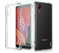 J&D Crystal Clear Case Compatible for Samsung Galaxy Xcover 5 With Shock-Absorbing Corners and (2-Pack) Screen Protectors - Anti-Yellow Ultra Slim TPU, Transparent