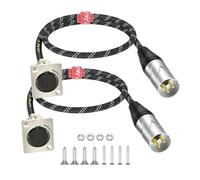 J&D D Type XLR Cable, XLR Male to Female Nylon Braided Audio Cable, No-Solder Pass Through Connector for Stage Box, Patch Panel, Panel Mount, Floor Box, Pro Audio Use, 2 Pack, 2 Feet/0.6 Meter