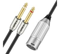 J&D Dual 6.35mm 1/4 Inch to XLR Y Splitter Cable, Gold-Plated Male to TS Mono Plug Microphone Connector Stereo Audio Converter Cables, 2 Meter/6.5 Feet